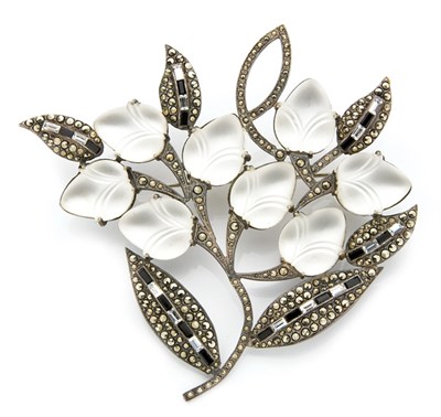 Lot 225 - Art Deco Marcasite Set Large Pin Silver-metal...