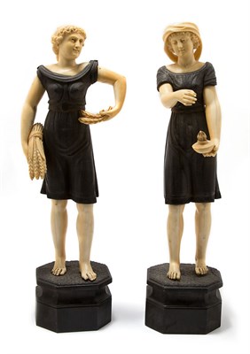 Lot 4483 - Pair of Continental Carved Ivory and Wood...