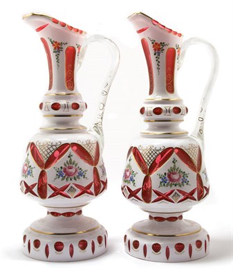 Lot 172 - Pair of Bohemian Style White Overlaid Cut...