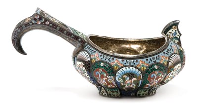 Lot 4323 - Russian Cloisonne Enameled Silver Kovsch...
