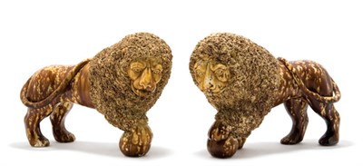Lot 2219 - Pair of Bennington Type Pottery Figures of...