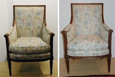 Lot 4535 - Pair of Louis XVI Style Mahogany Bergeres En...