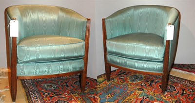 Lot 1608 - Pair of Art Deco Mahogany Armchairs Each...