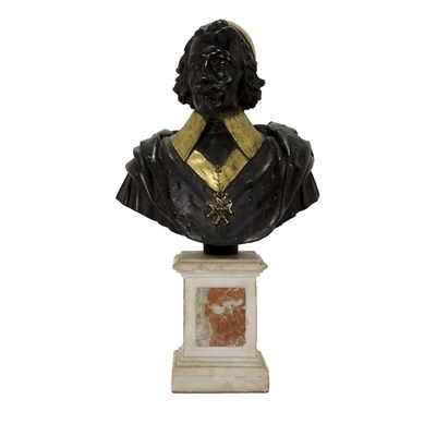 Lot 1104 - Gilt and Patinated-Bronze Bust of Cardinal...