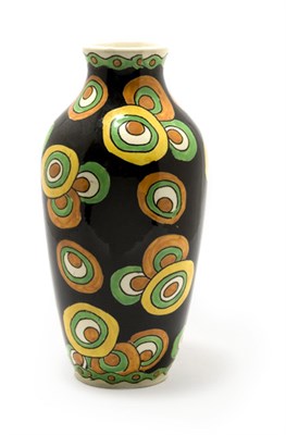 Lot 1526 - Boch Freres Art Deco Painted Ceramic Vase Of...