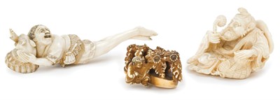 Lot 51 - Two Japanese Ivory Netsuke 19th Century...