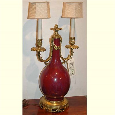 Lot 1097 - Gilt-Metal Mounted Porcelain Vase Mounted as a...