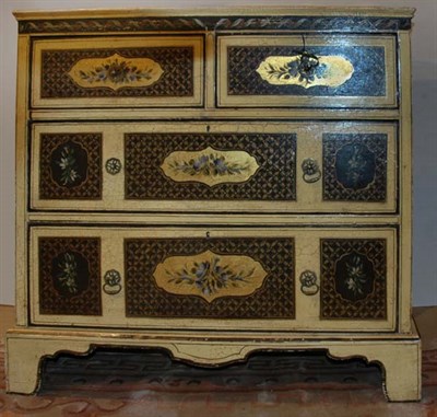 Lot 641 - Floral Decorated Yellow Painted Cottage Chest...