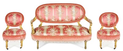 Lot 4433 - Louis XVI Style Gilt-Wood Pink Upholstered...