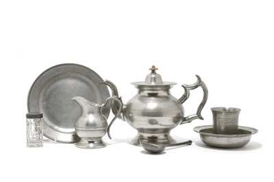 Lot 2123 - Group of Pewter Table Articles Primarily 19th...