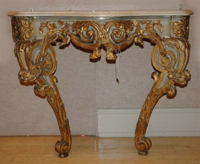 Lot 4595 - Louis XV Style Painted Console The faux marble...