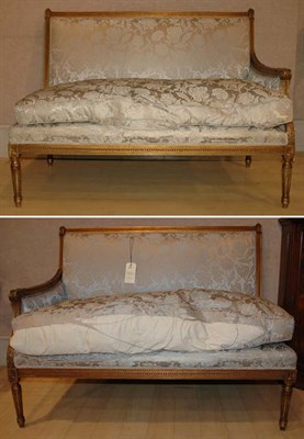 Lot 4587 - Pair of Louis XVI Style Gilt-Wood Upholstered...