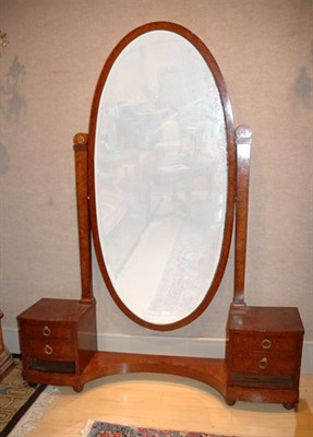 Lot 4477 - Art Deco Walnut Cheval Mirror The oval beveled...