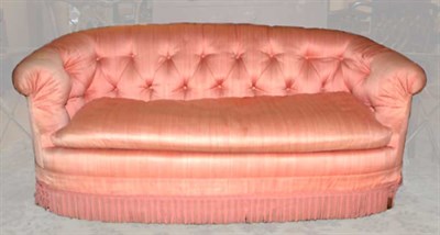 Lot 543 - Button Tufted Pink Upholstered Settee Length...