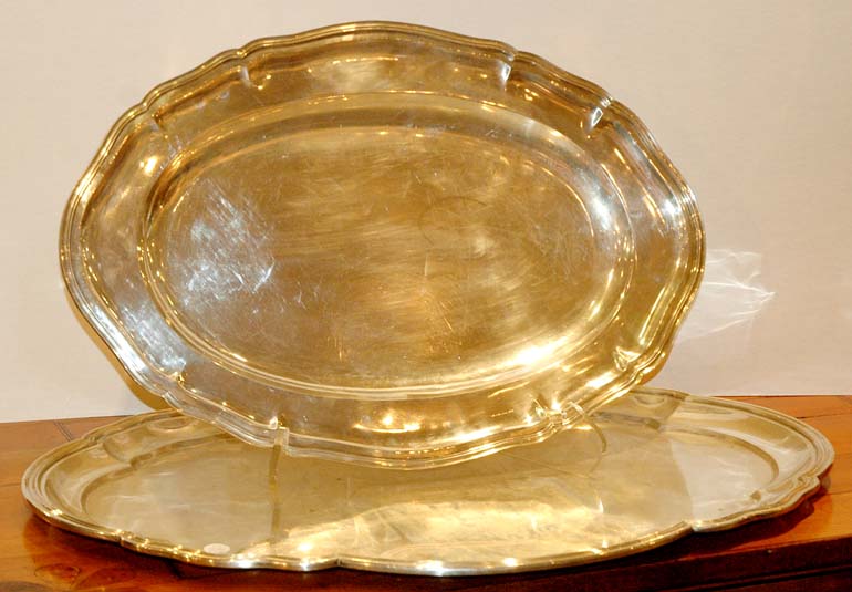 Lot 435 - Two Silver Oval Serving Trays Total...
