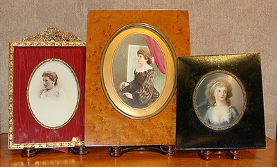 Lot 401 - Three Framed Portrait Miniatures Including one...