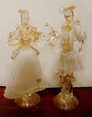 Lot 389 - Pair of Murano Glass Figures Height 12 1/2...