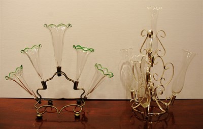 Lot 433 - Two Silver Plated Flower Centerpieces Height...