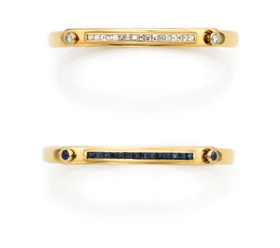 Lot 110 - Pair of Gold, Sapphire and Diamond Bangles, Cartier