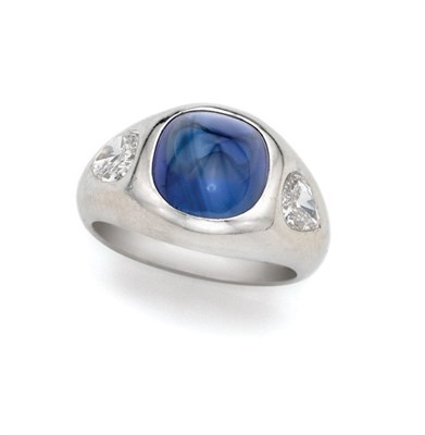 Lot 404 - Cabochon Sapphire and Diamond Gypsy Ring, Van Cleef & Arpels