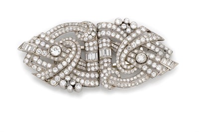 Lot 525 - Diamond Double Clip-Brooch