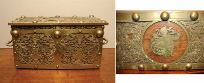 Lot 286 - Brass and Wood Strong Box Height 8 1/2 inches,...