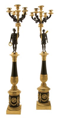 Lot 379 - Pair of Louis Philippe Five-Light Candelabra...