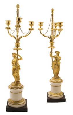 Lot 208 - Pair of Louis XVI Gilt-Bronze and Marble Three-...