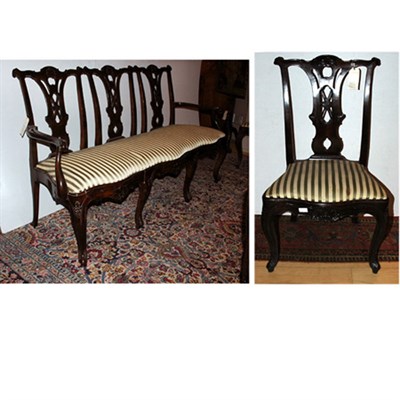 Lot 144 - Suite of Portuguese Rococo Style Walnut Seat...