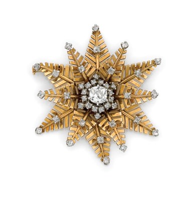 Lot 491 - Gold and Diamond Snowflake Brooch