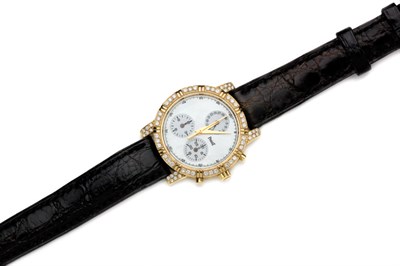 Lot 279 - Gold, Mother-of-Pearl and Diamond Chronograph Wristwatch, Piaget