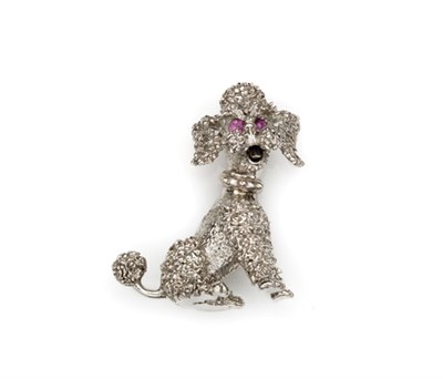 Lot 331 - White Gold and Ruby Dog Brooch
