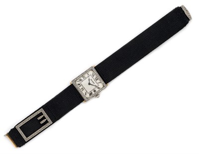 Lot 536 - Platinum, Gold and Diamond Wristwatch, Cartier