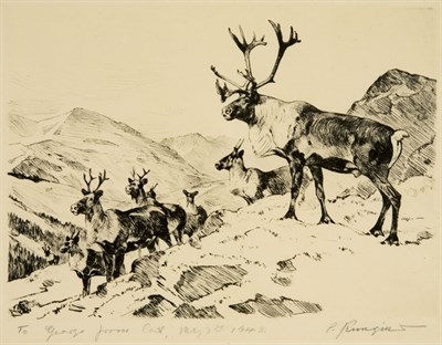 Lot 3411 - Carl Rungius MOUNTAIN CARIBOU (C. 29) Etching...