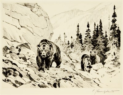 Lot 3415 - Carl Rungius OUT OF THE CANYON (C. 39) Etching...