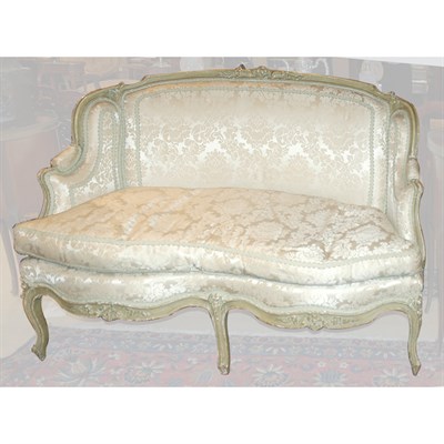 Lot 1385 - Louis XV Style Painted Canape The curved...