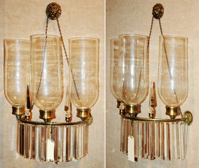 Lot 330 - Pair of George III Style Brass and Cut Glass...