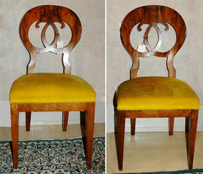 Lot 265 - Set of Six Biedermeier Walnut Side Chairs...
