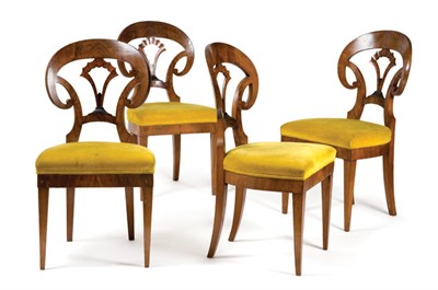 Lot 267 - Set of Four Biedermeier Part Ebonized Walnut...