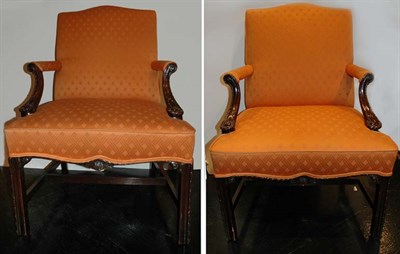 Lot 159 - Pair of George III Style Mahogany Library Chairs