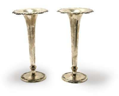 Lot 3280 - Pair of Mauser Sterling Silver Vases Total...