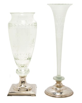 Lot 3290 - Two Sterling Silver Mounted and Engraved Glass...