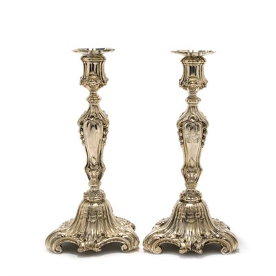 Lot 3284 - Pair of Continental Rococo Style Silver Plated...