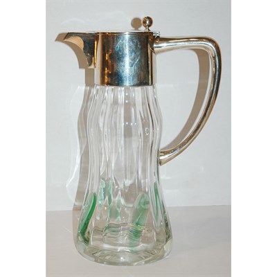 Lot 1202 - Sterling Silver Mounted Mold Blown Glass Ewer...