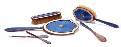 Lot 1271 - Continental Blue and Ivory Guilloche Enameled...