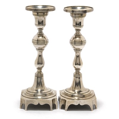 Lot 3314 - Pair of South American Silver Candlesticks...
