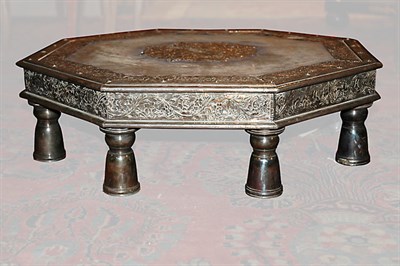 Lot 1273 - Turkish Silver and Fabric Clad Low Table Of...
