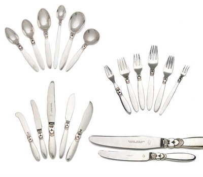 Lot 1257 - Assembled Georg Jensen Sterling Silver...