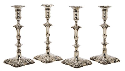 Lot 250 - Set of Four Irish Georgian Silver Candlesticks...