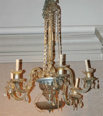 Lot 3402 - George III Style Cut Glass Six-Light Chandelier